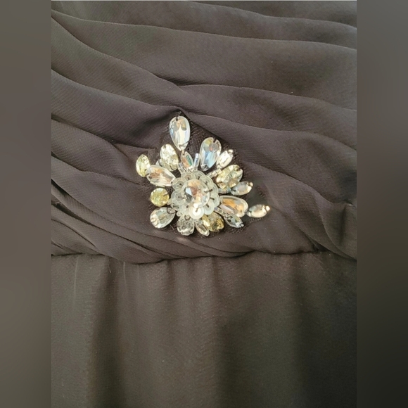 NWT US Size 10 Mori Lee Bridesmaid Black Chiffon Long Formal Gown Dress - Picture 6 of 12